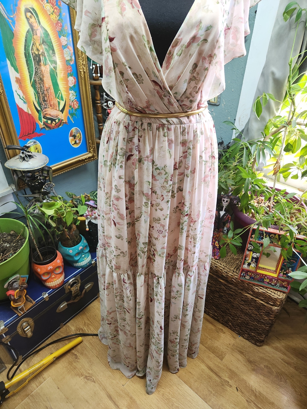 White by Vera Wang Pink Floral Maxi Dress - Picture 3 of 8